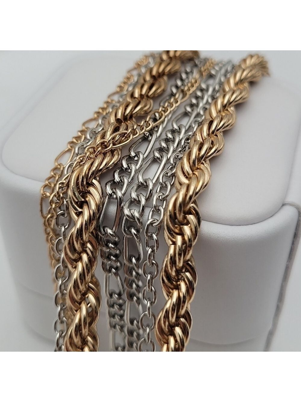 ✨2/$10✨ Multichain Necklace Silver Gold Figaro Rope Twisted